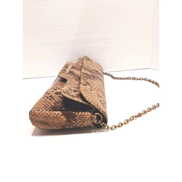 BCBG Maxazria Faux Snakeskin Fold Over Clutch With Chain Shoulder Strap - Picture 6 of 10